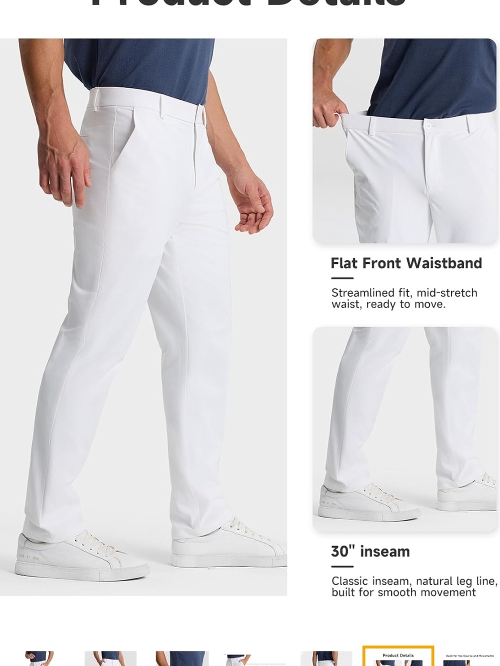 Men's White Flat-Front Dress Pants